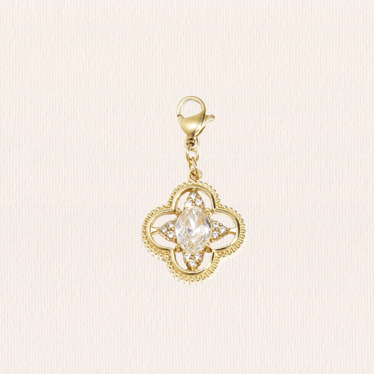 Gouden bedel glitter klaver