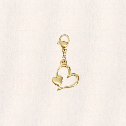 Gouden bedel twee hartjes