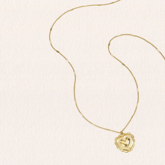 Lange ketting met vintage hart bedel