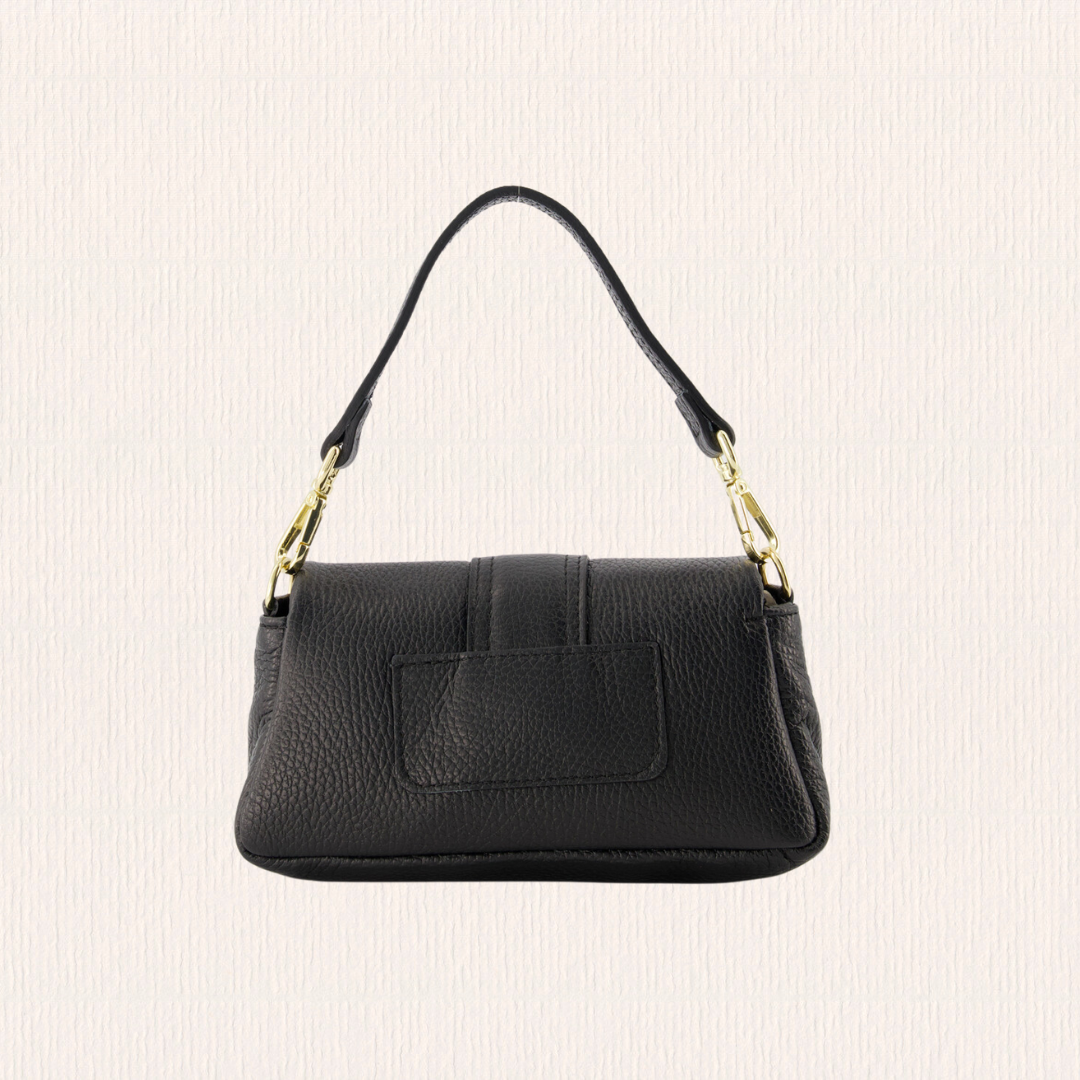 Leren handtasje met puffy look zwart