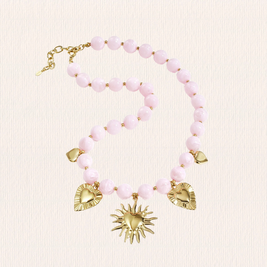 Roze bedelketting hart