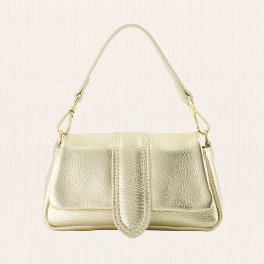 Leren handtasje met puffy look goud