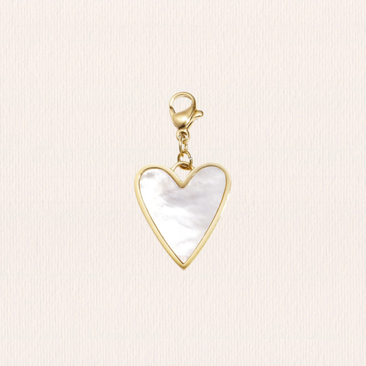 Gouden bedel hart parlemoer