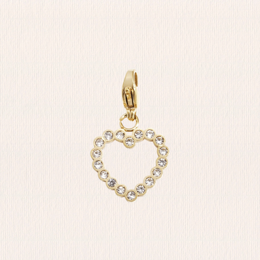 Gouden bedel hart glitter