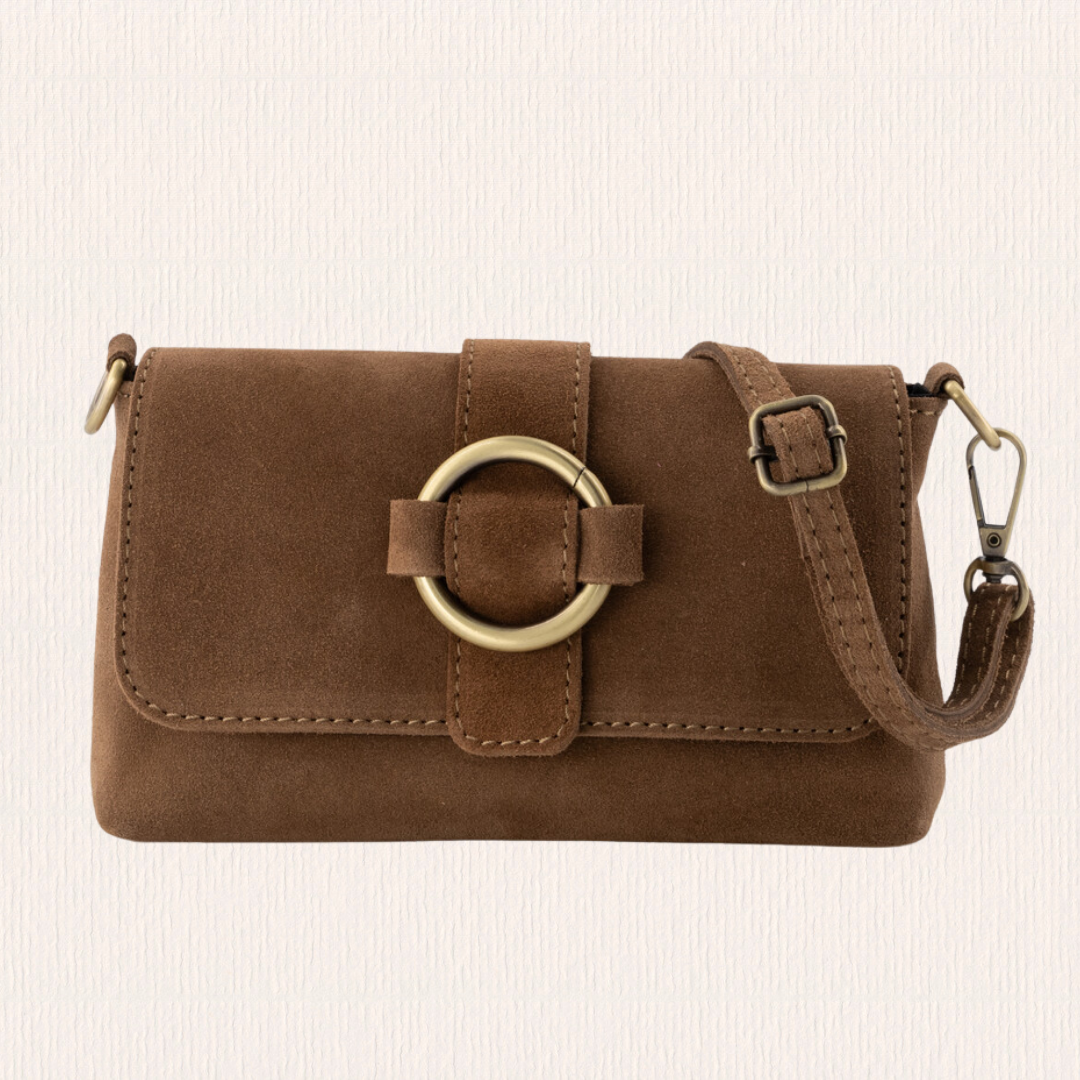 Taupe suéde crossbodytas