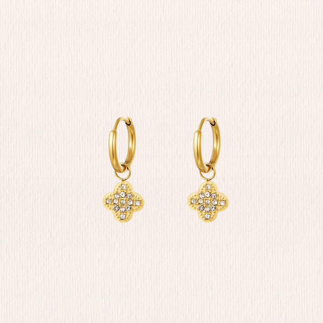 Glitter klaver oorbellen