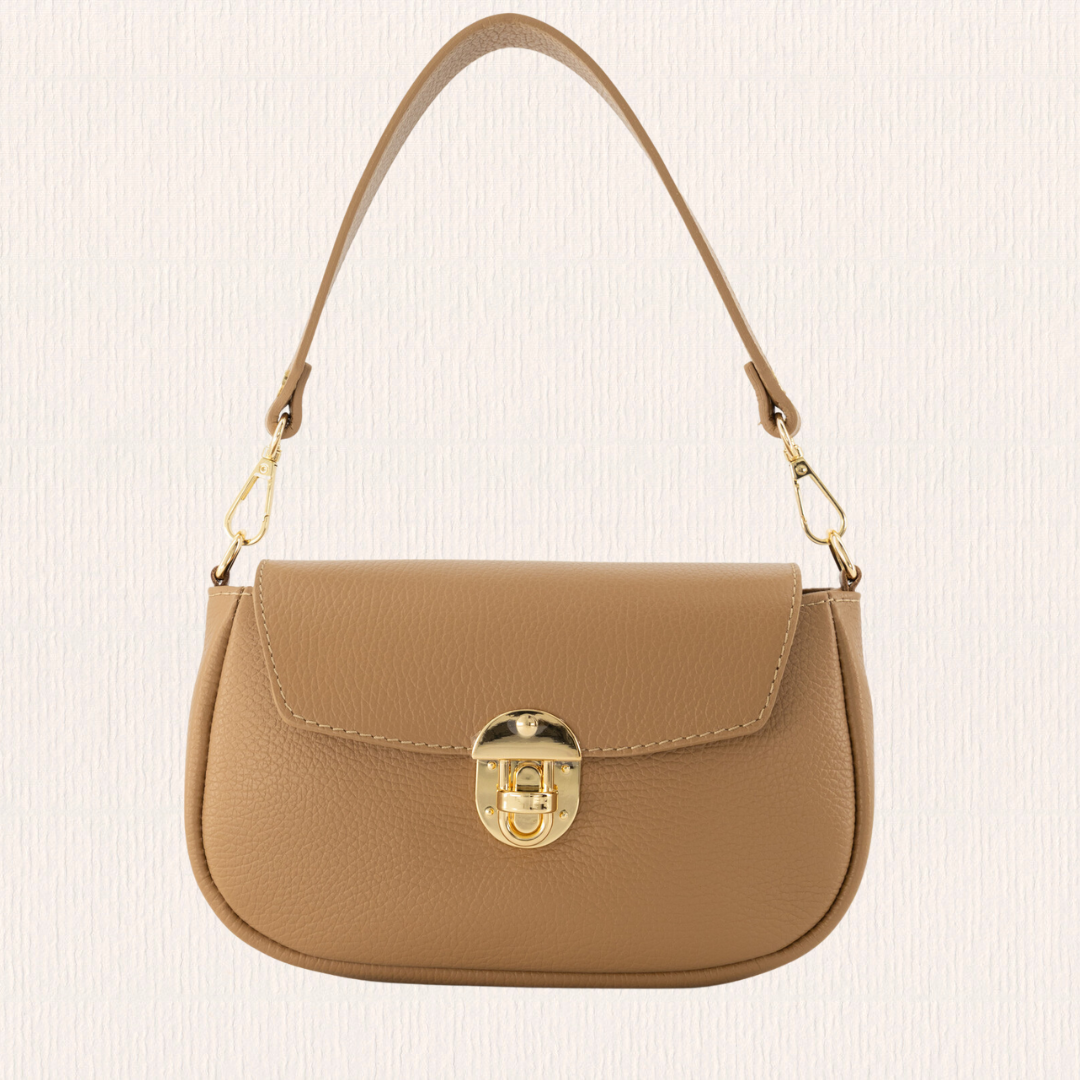 Handtas met gouden hardware lichtbruin