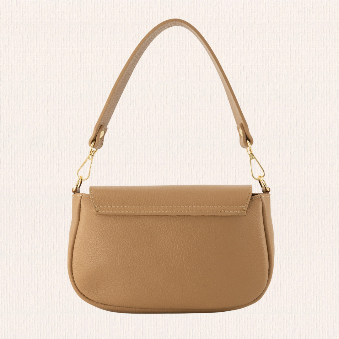 Handtas met gouden hardware lichtbruin