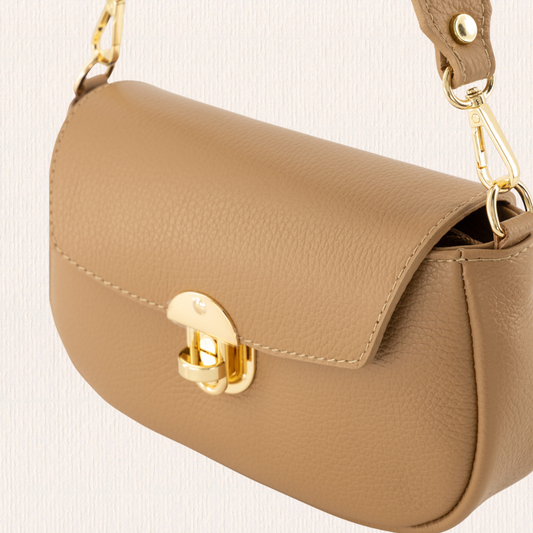 Handtas met gouden hardware lichtbruin