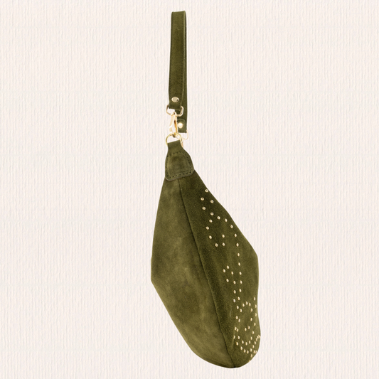 Scouder- en crossbodytas met studs groen