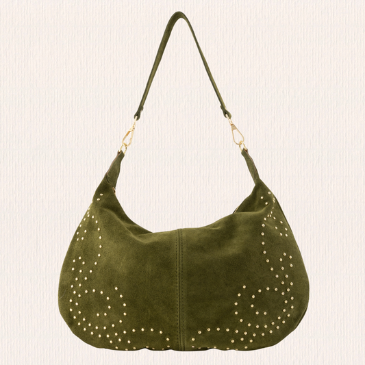 Scouder- en crossbodytas met studs groen