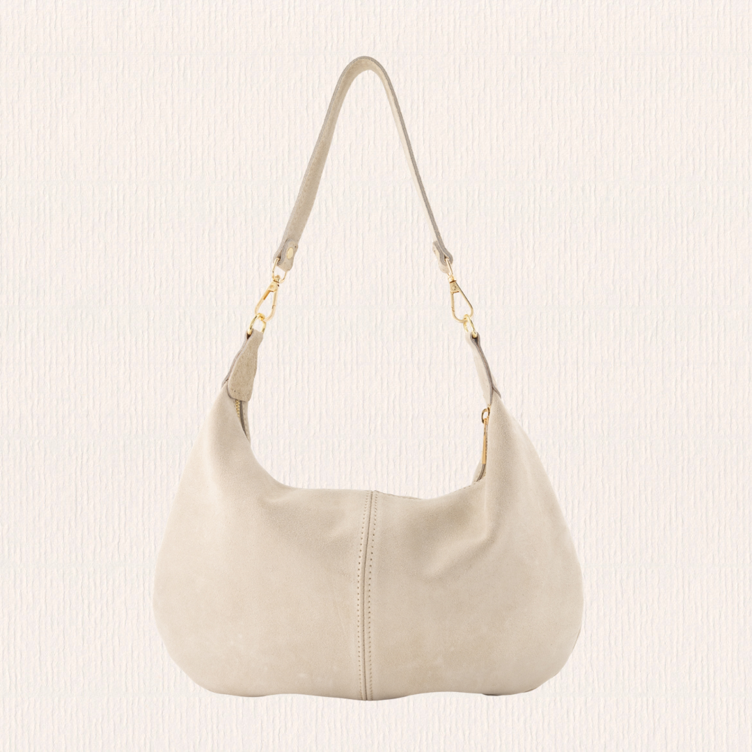 Schouder- en crossbodytas met studs crème