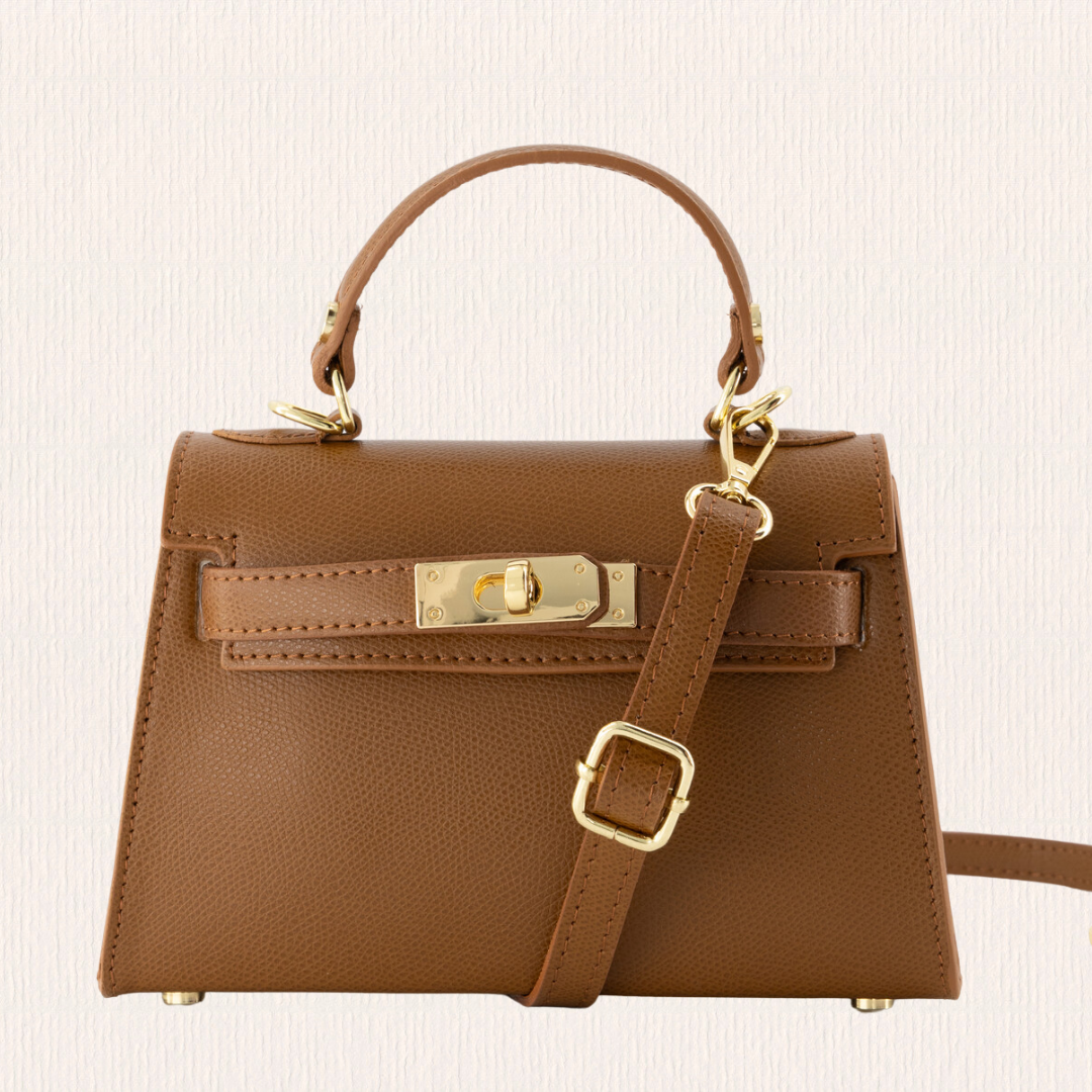 Leren handtas cognac