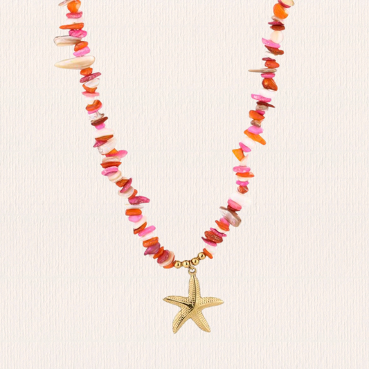 Roze kralenketting met ster