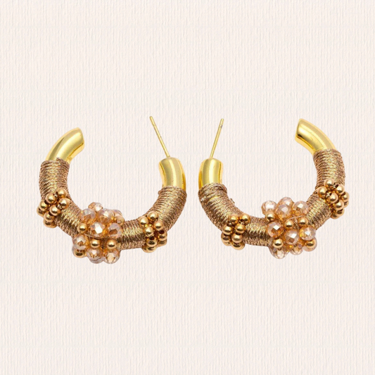 Bruine geregen glitter oorbellen