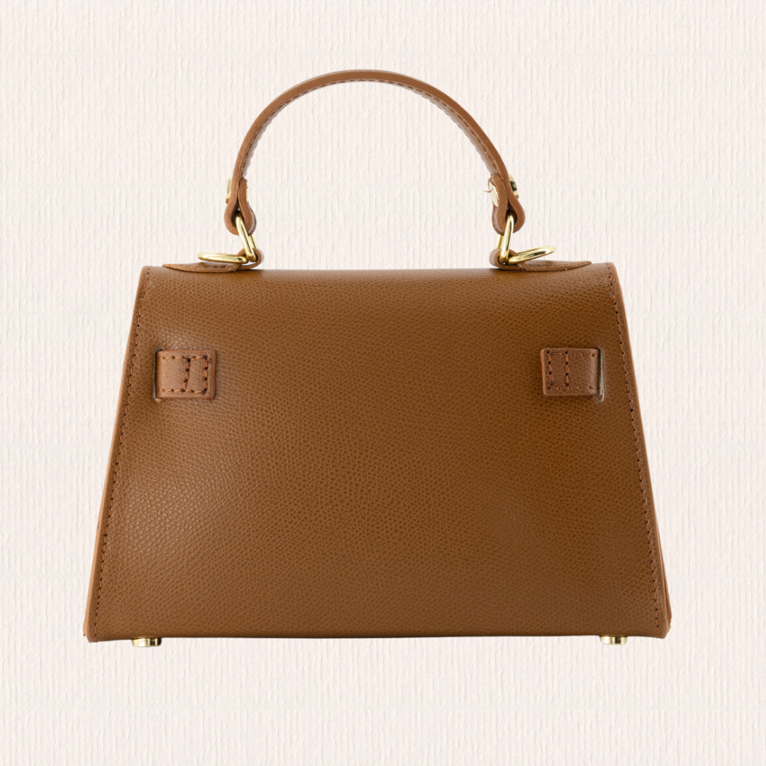 Leren handtas cognac