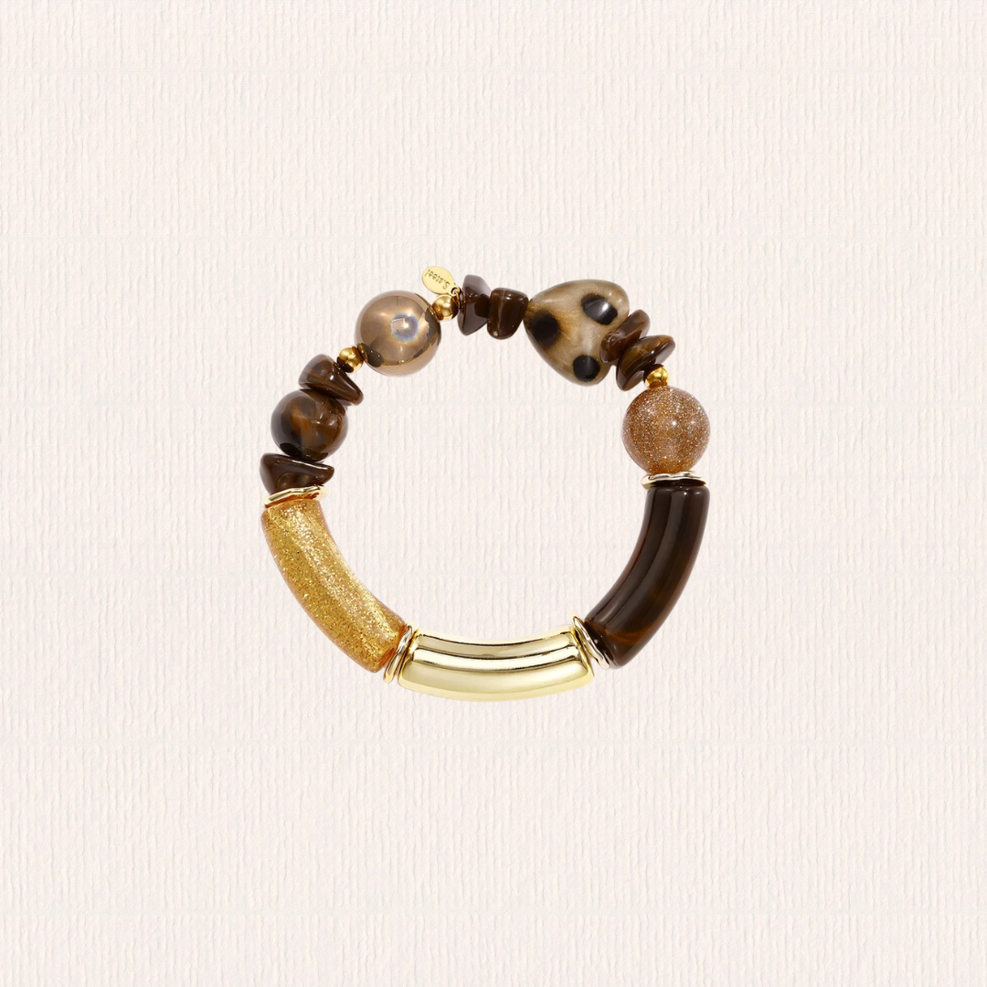 Onregelmatige kralenarmband hart - bruin