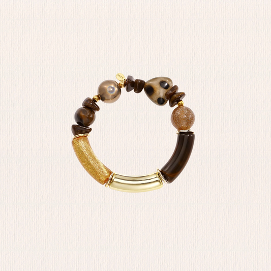 Onregelmatige kralenarmband hart - bruin