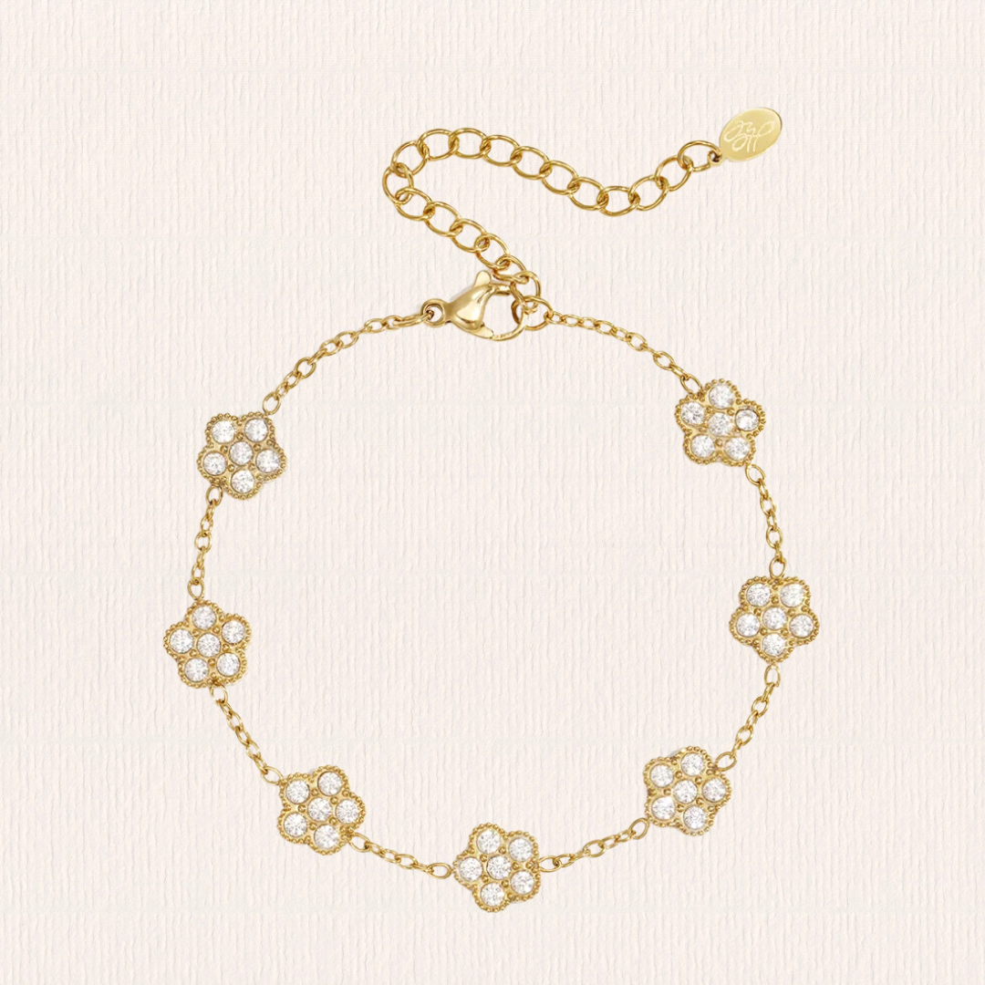 Armband met zirkonium bloemetjes