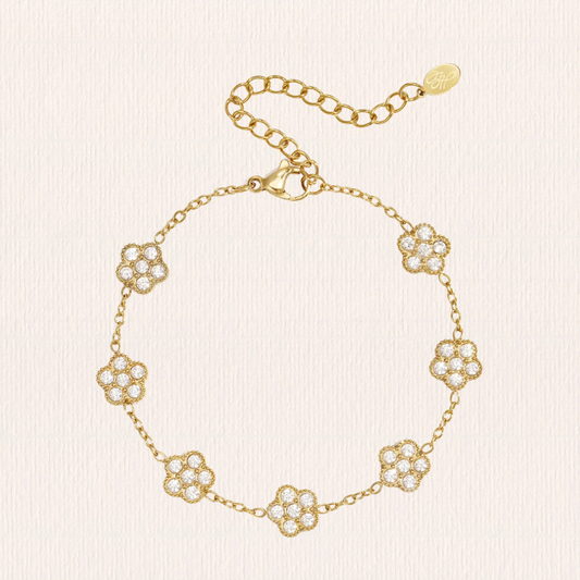 Armband met zirkonium bloemetjes