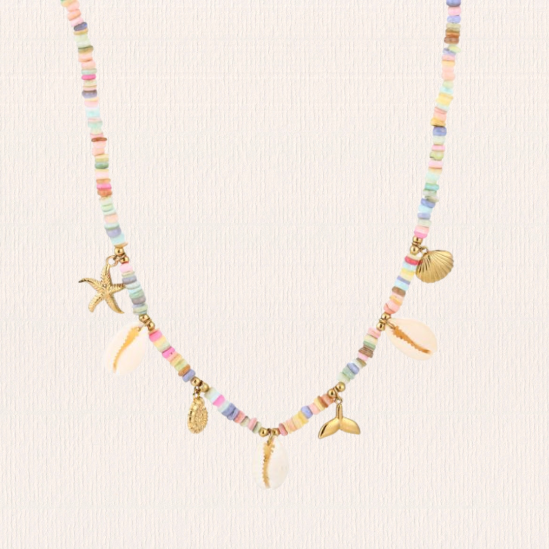 Meerkleurige kralenketting zeethema