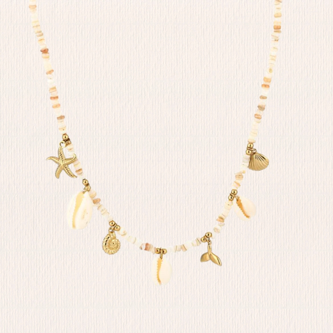 Beige kralenketting zeethema