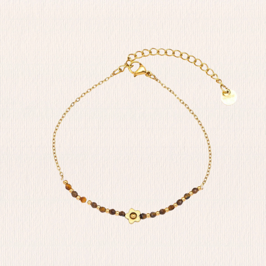 Bruine armband bloem