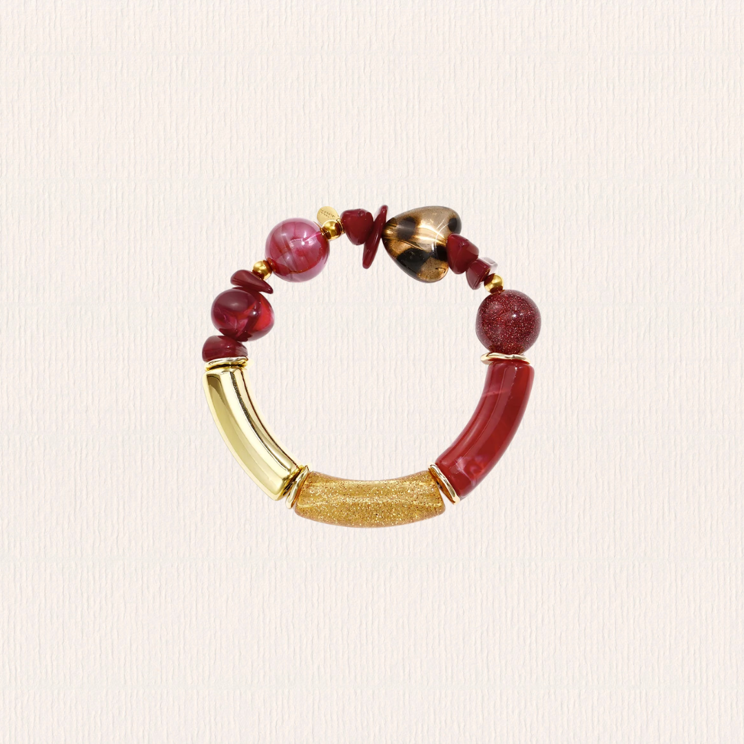 Onregelmatige kralenarmband hart - rood