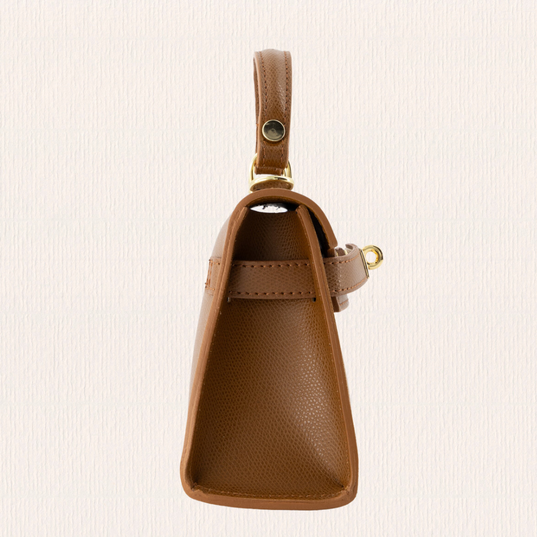 Leren handtas cognac