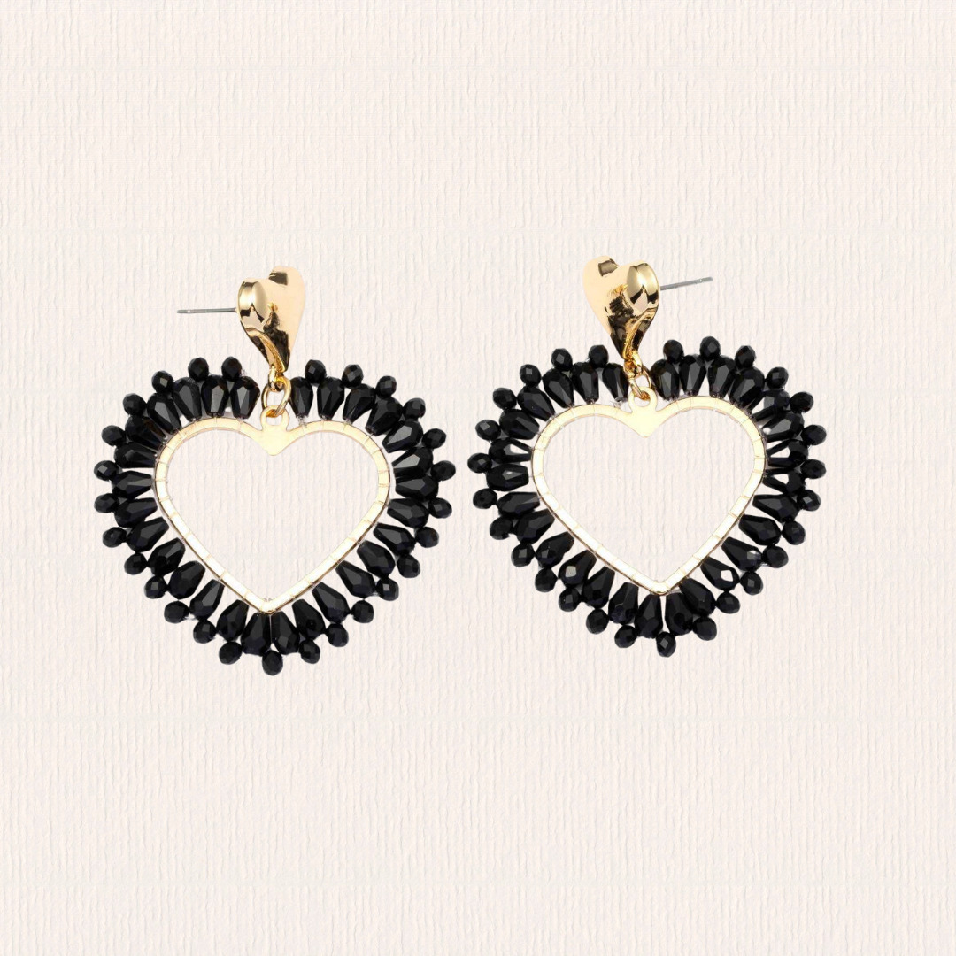 Zwarte hartjes oorbellen