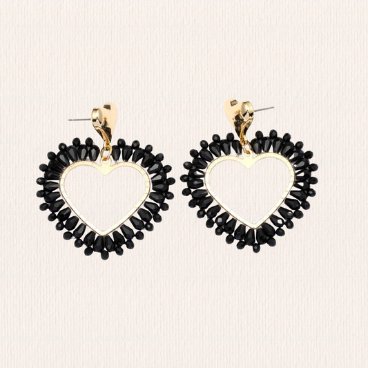 Zwarte hartjes oorbellen