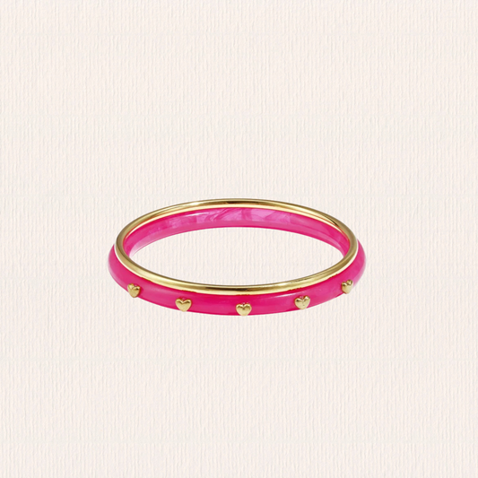 Roze bangleset met hartjes