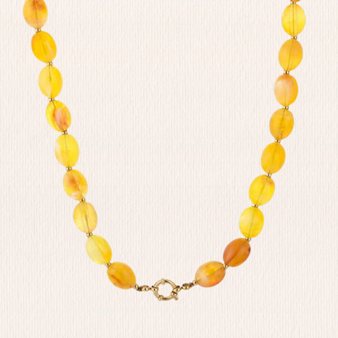 Acryl kralenketting ovaal geel