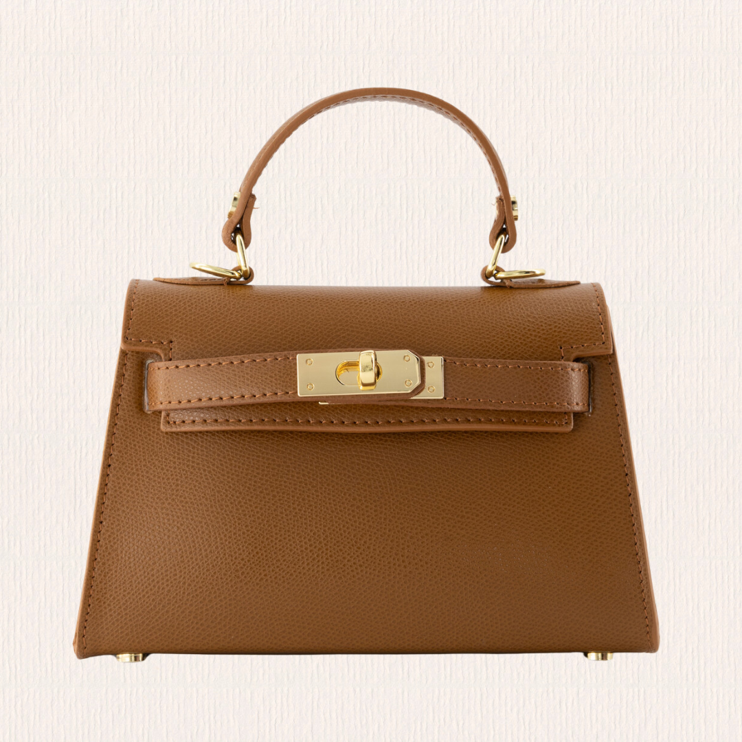 Leren handtas cognac