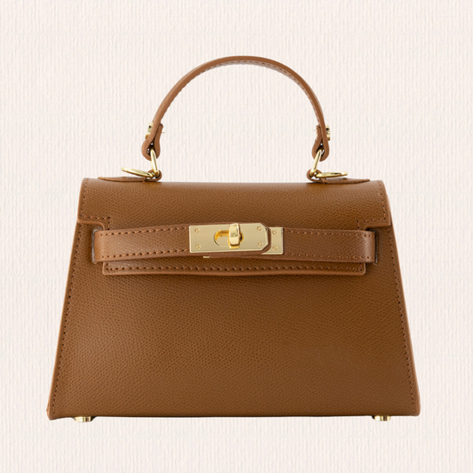 Leren handtas cognac