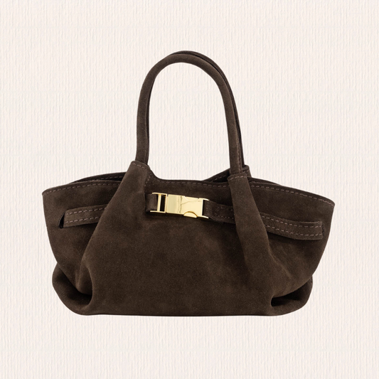 Donkerbruin handtasje met goud detail
