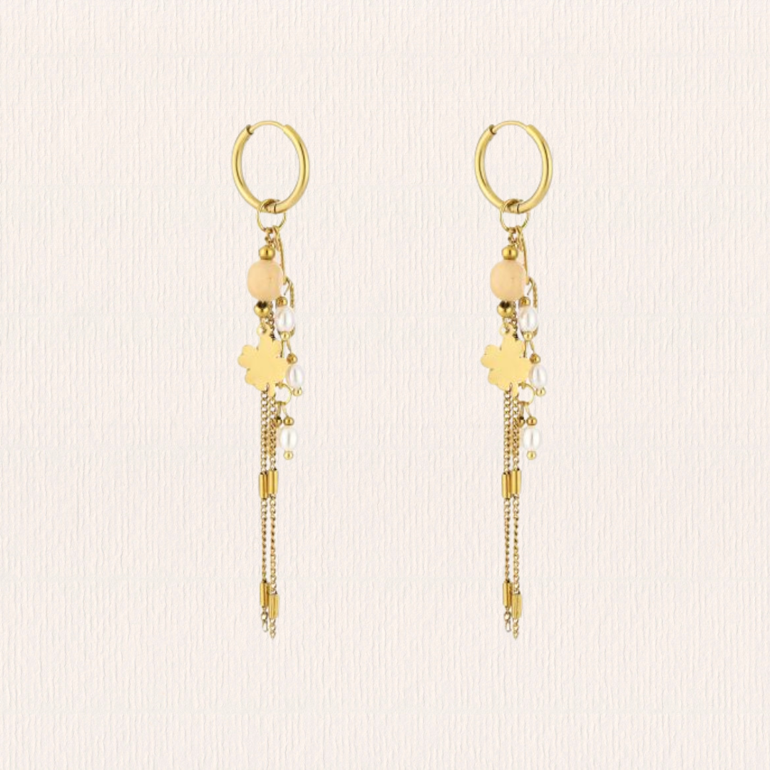 Ster natuursteenoorbellen - beige