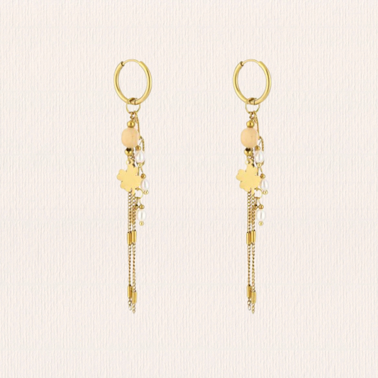 Ster natuursteenoorbellen - beige