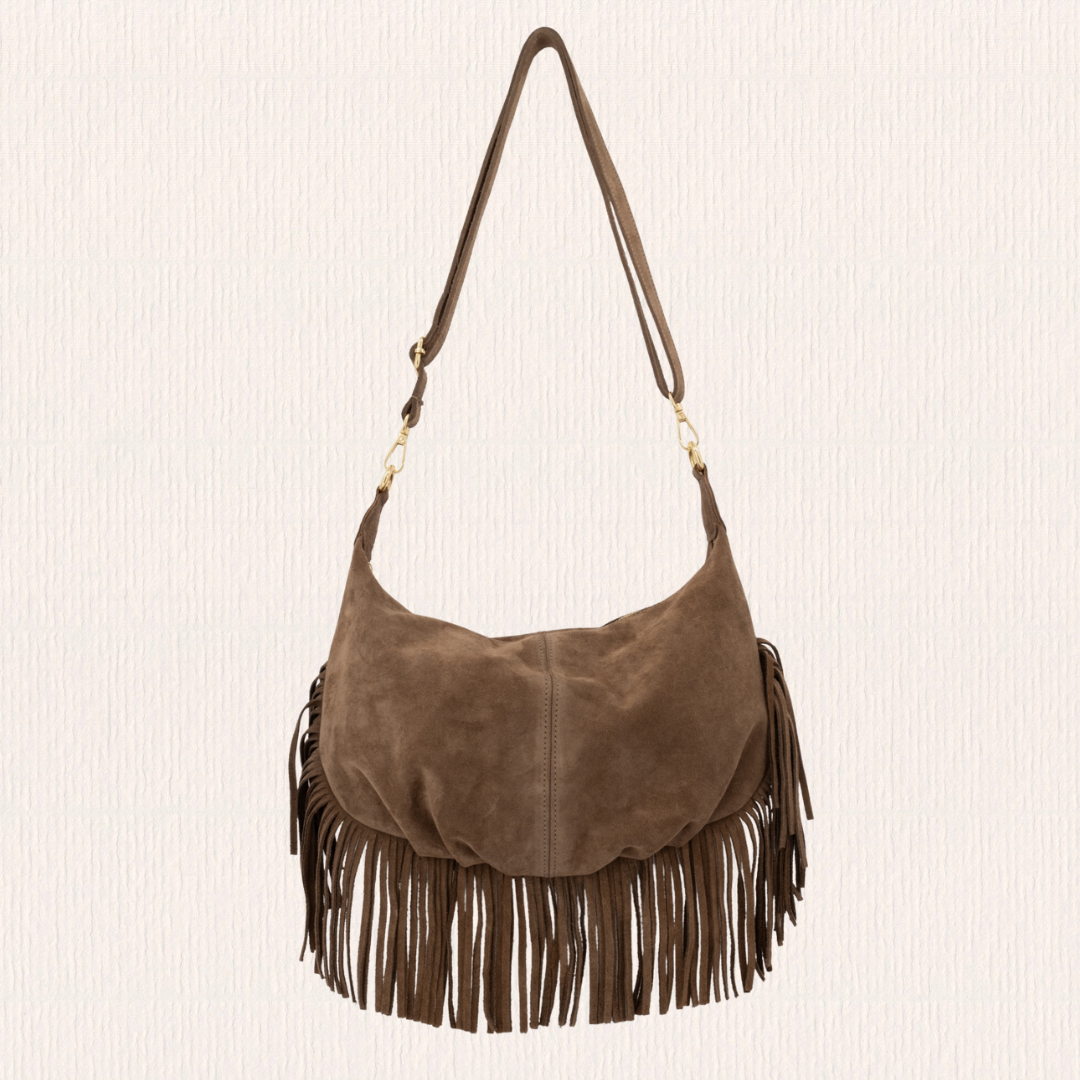 Taupe tas met franjes
