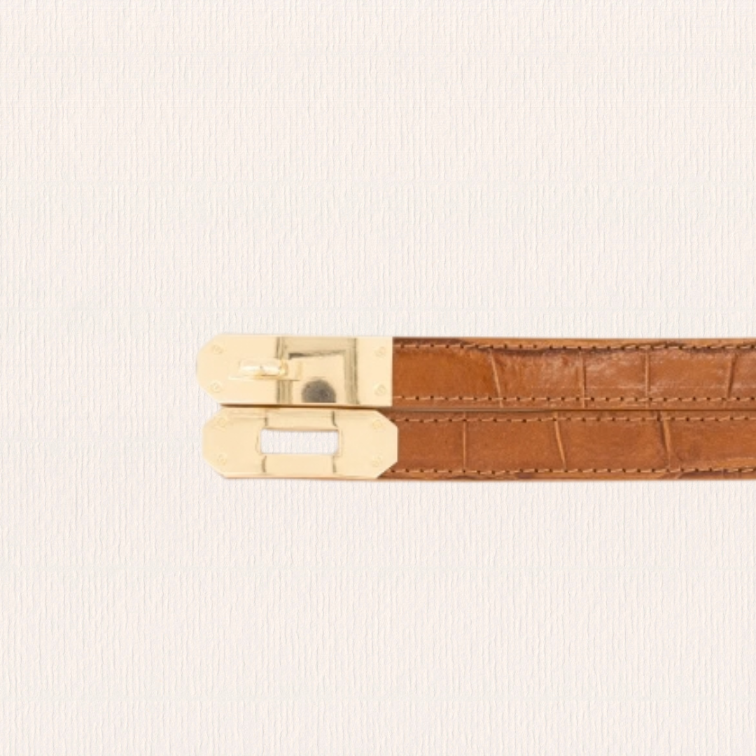 Cognac verstelbare riem met draaisluiting