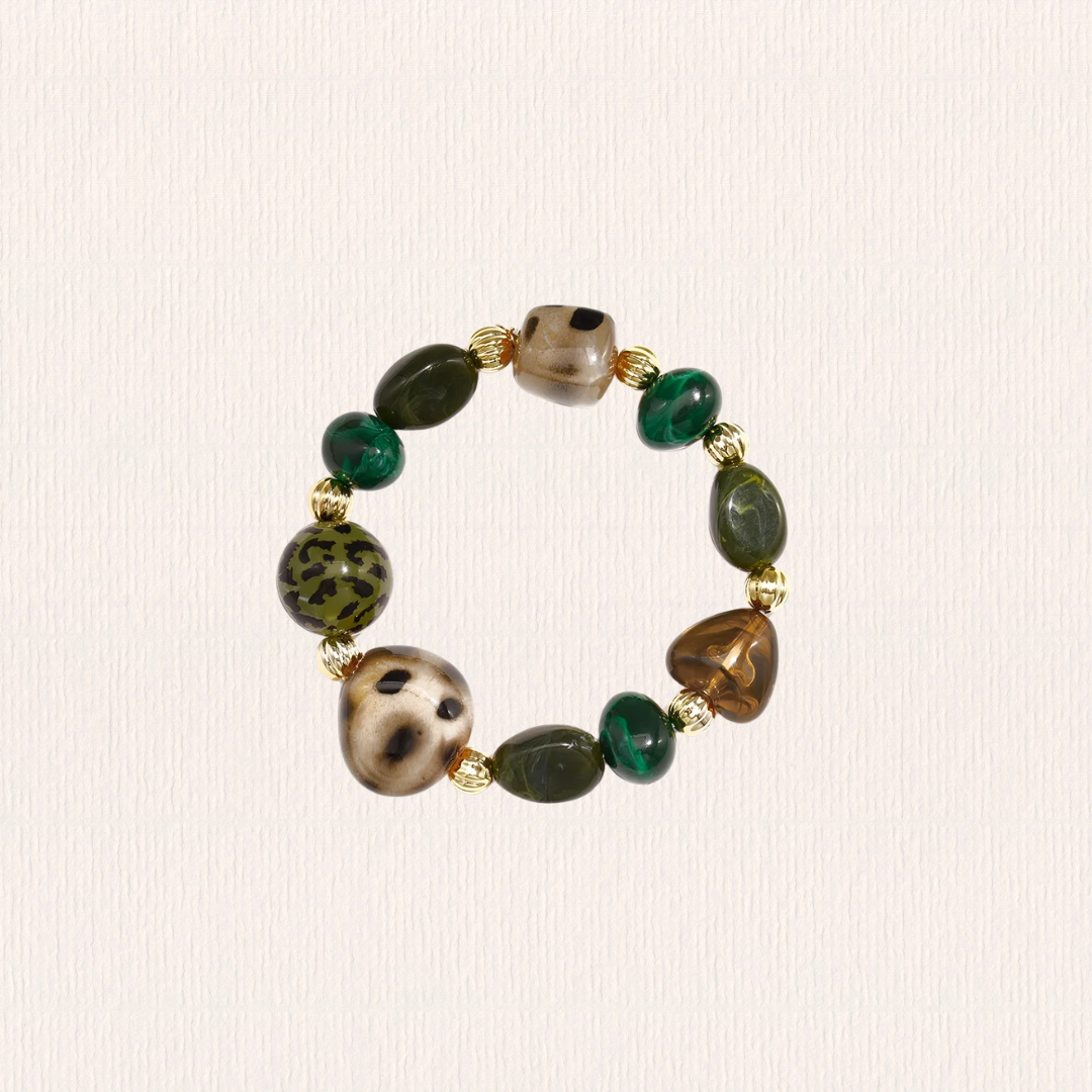 Onregelmatige kralenarmband gevlekt - groen