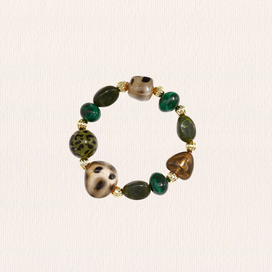 Onregelmatige kralenarmband gevlekt - groen