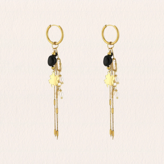 Ster natuursteenoorbellen - zwart