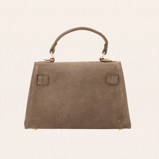 Leren handtas suéde taupe