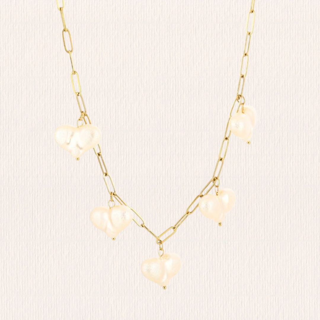 Schakelketting met parelhartjes