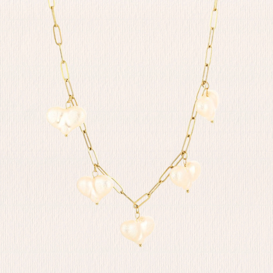 Schakelketting met parelhartjes
