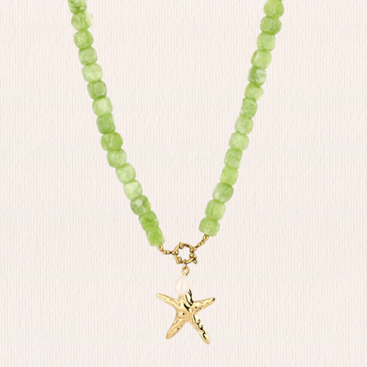 Groene kralenketting met ster bedel