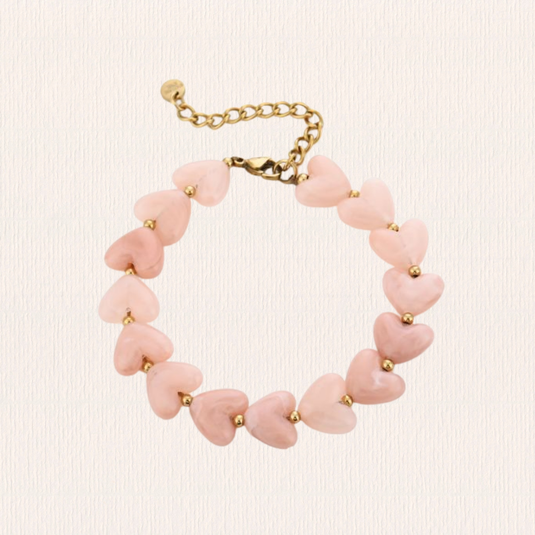 Hartjesarmband roze