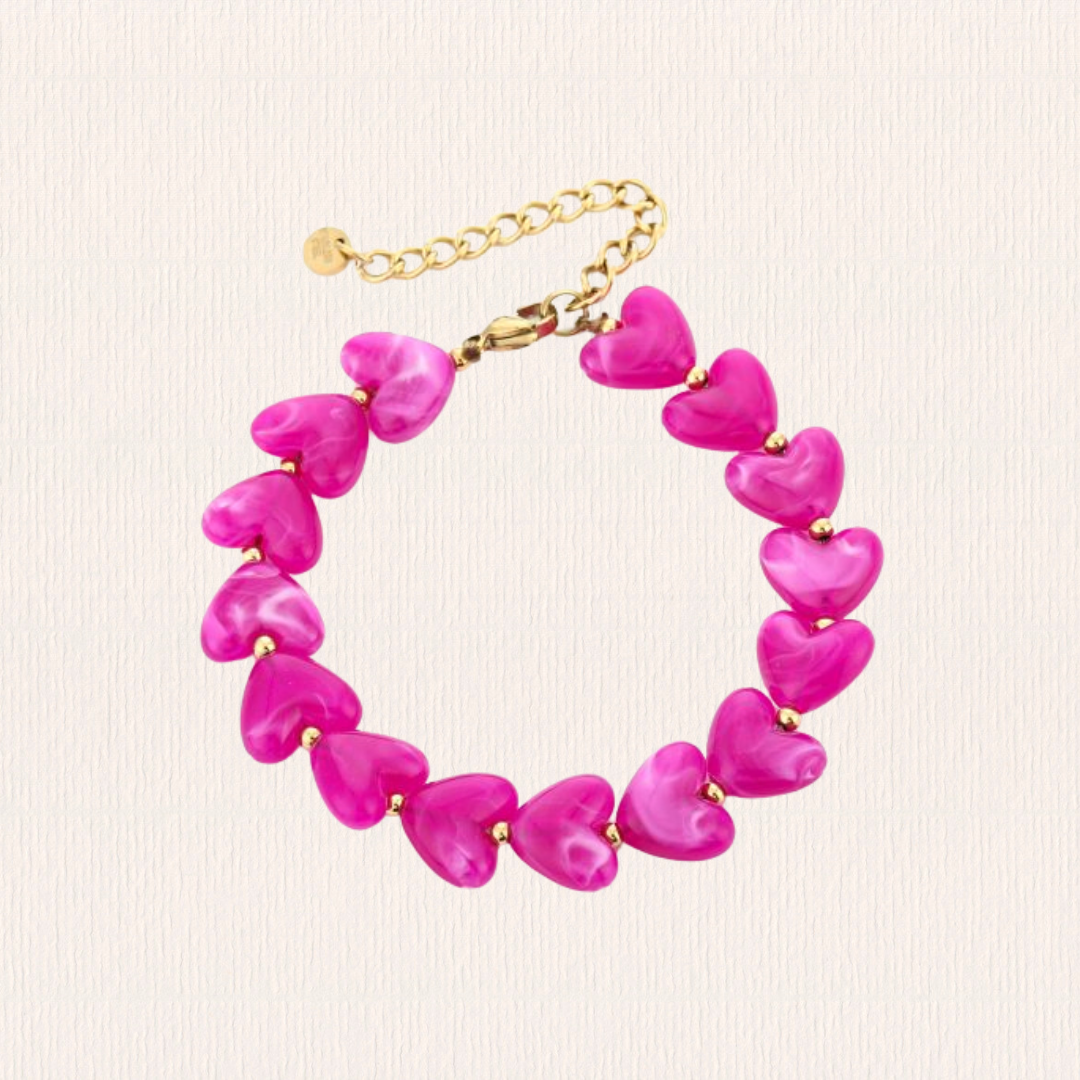 Hartjesarmband fuchsia