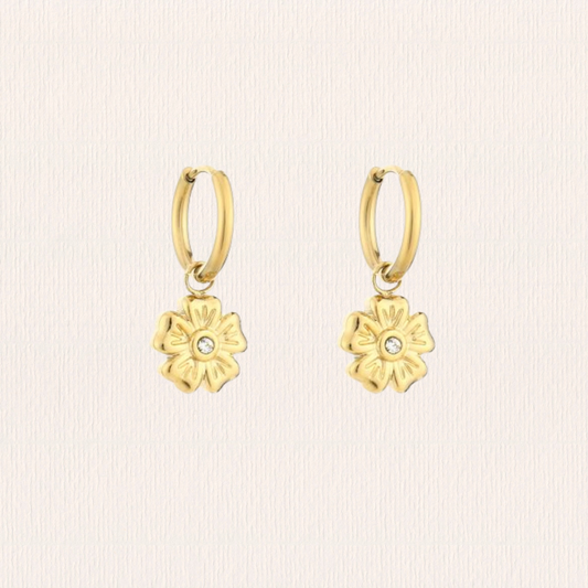 Oorbellen bloembedel glitter